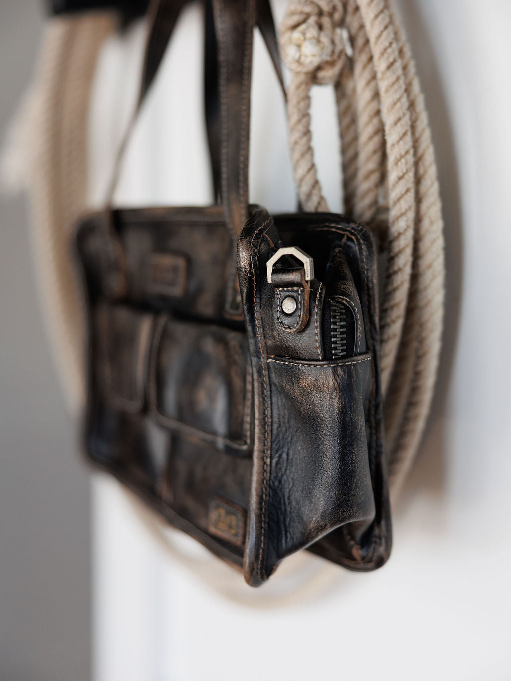 Socorro Tobacco Smoke Leather Handbag