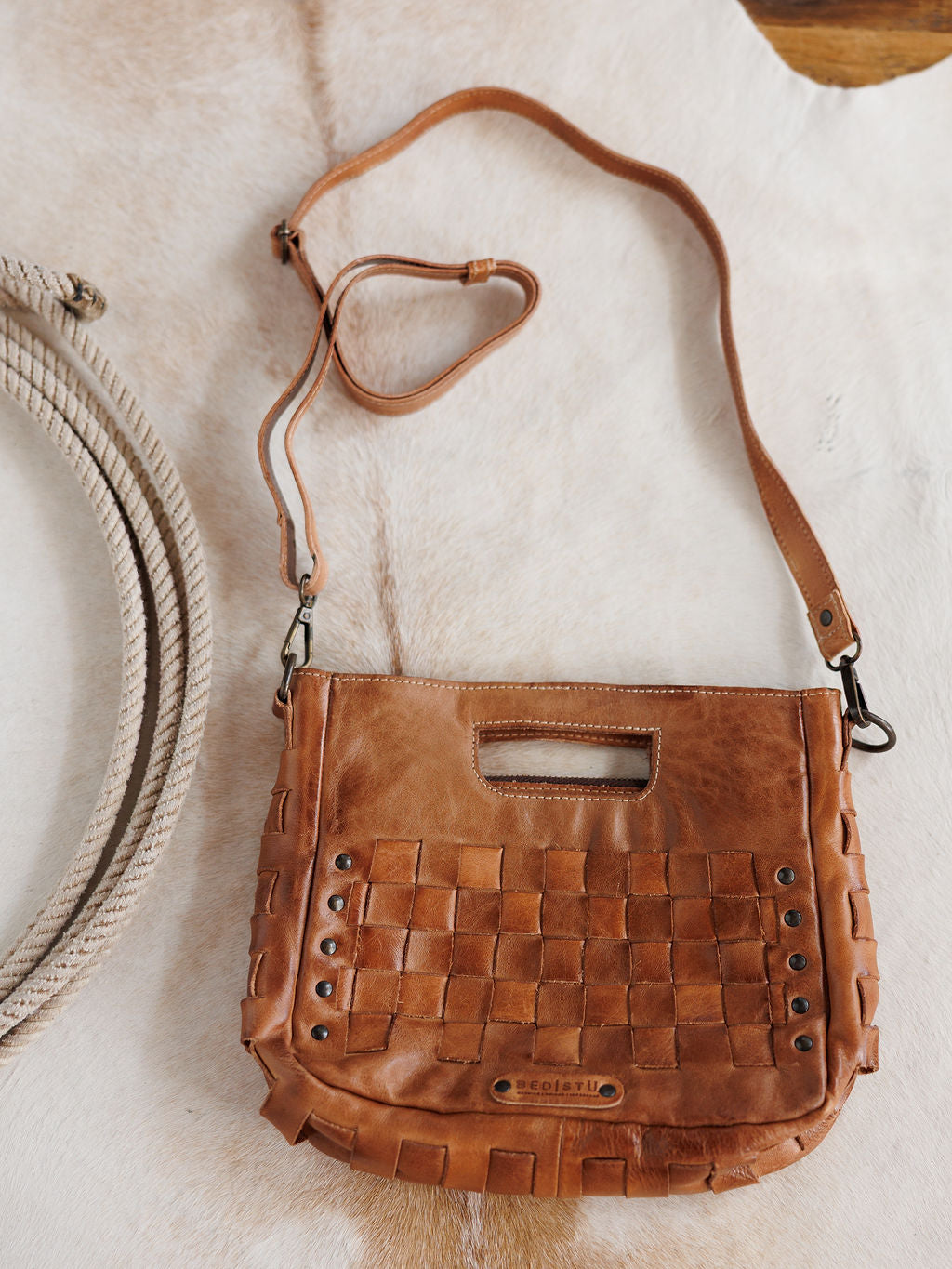 Minneola Woven Leather Handbag
