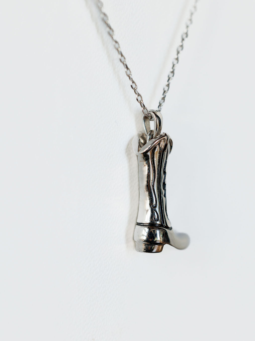 Silver Cowgirl Boot Necklace