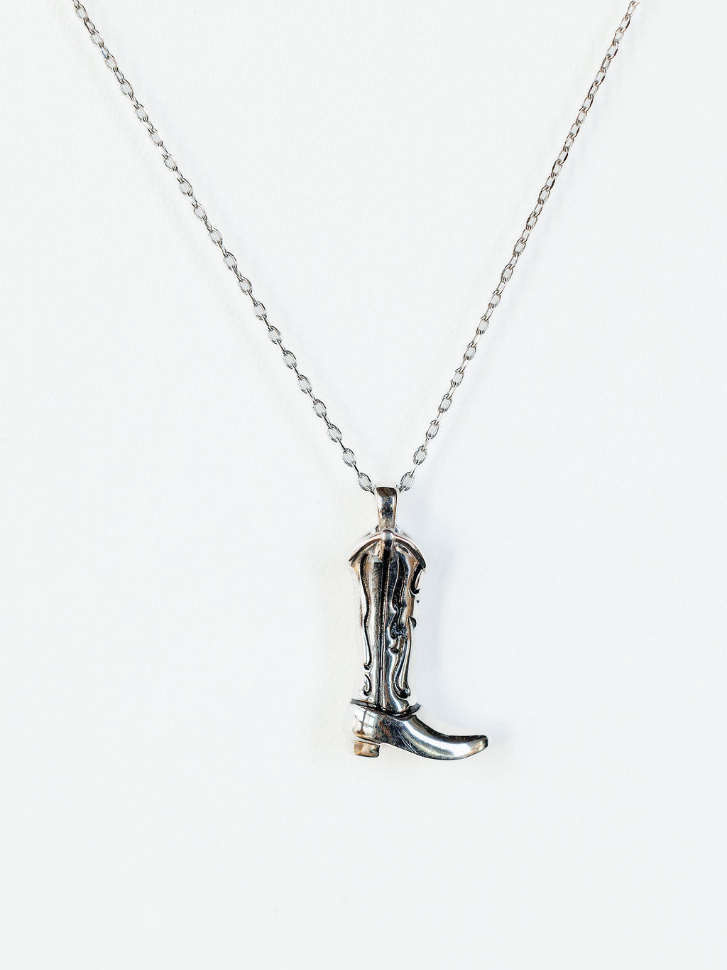 Silver Cowgirl Boot Necklace