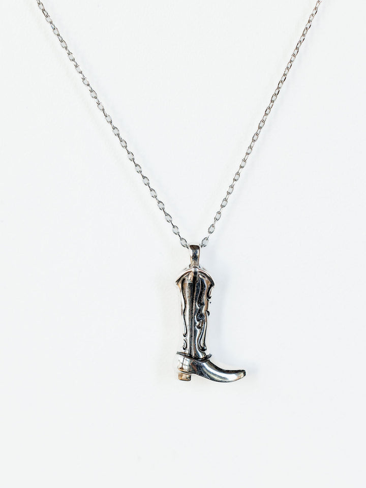 Silver Cowgirl Boot Necklace