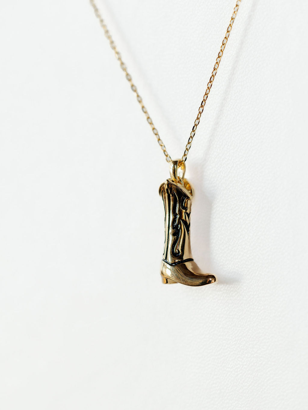 Gold Cowgirl Boot Necklace