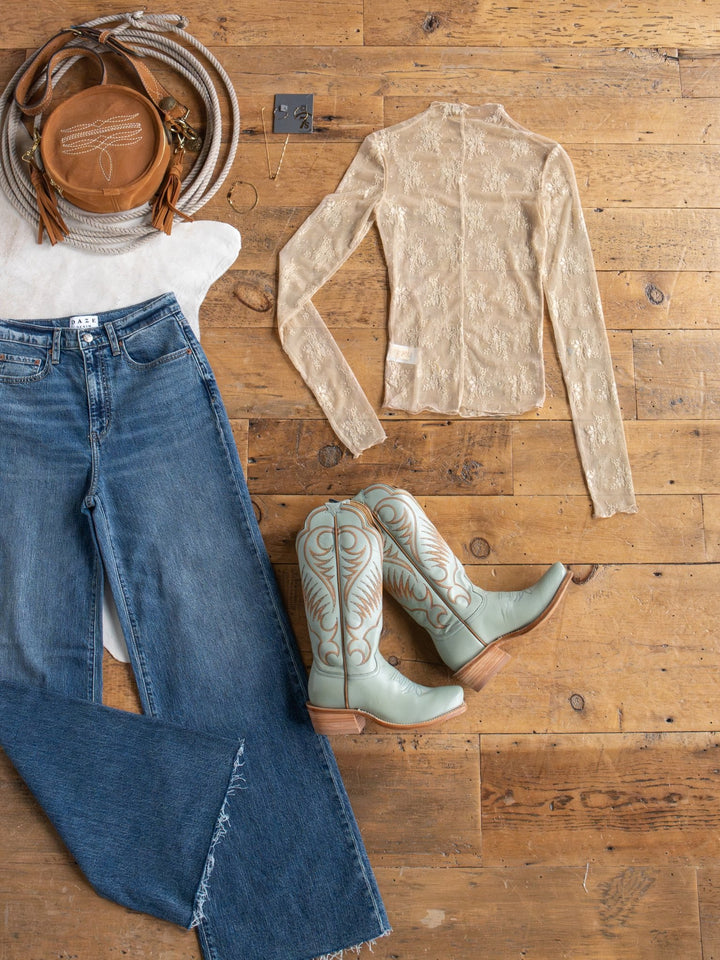 Safford Natural Lace Mesh Top