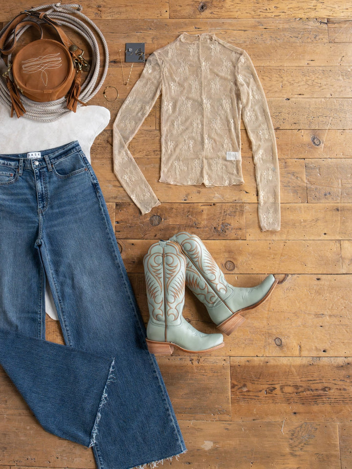 Safford Natural Lace Mesh Top