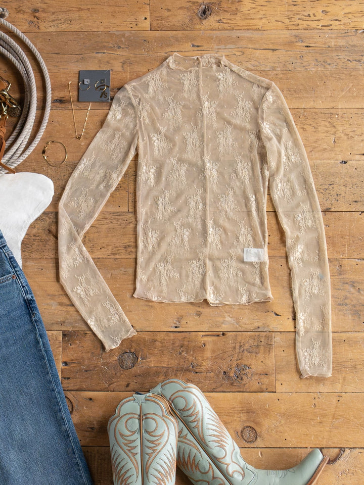 Safford Natural Lace Mesh Top