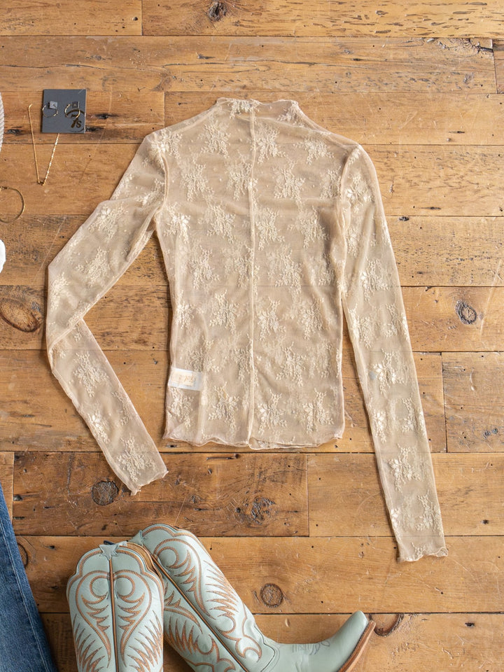 Safford Natural Lace Mesh Top