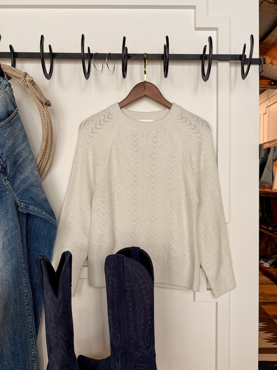 Sarona Metallic Woven Knit Top
