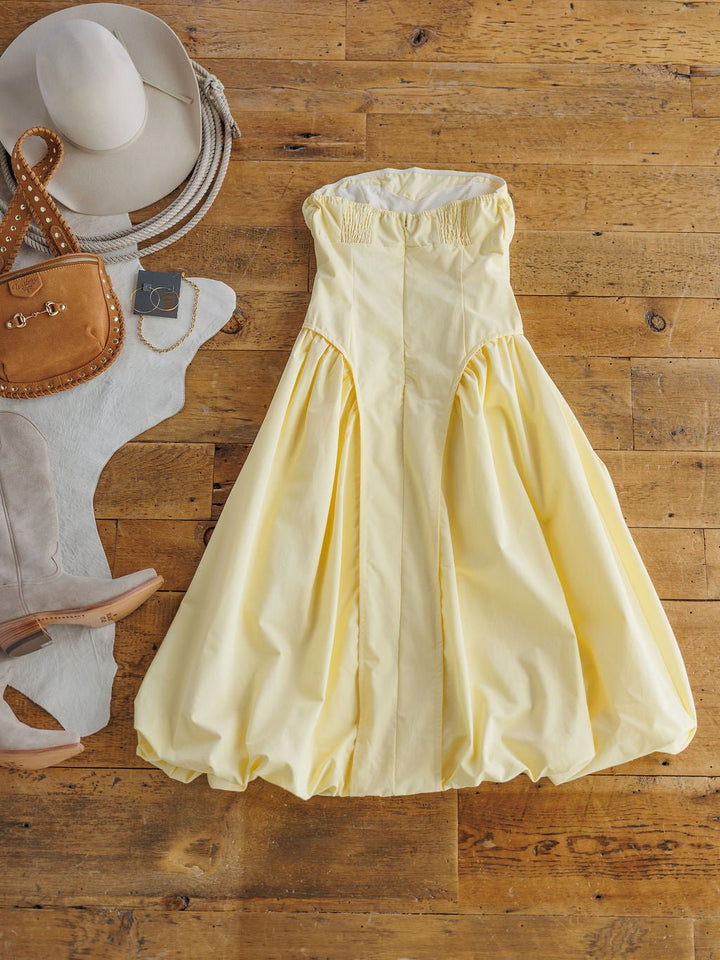 Selah Butter Yellow Bubble Hem Dress