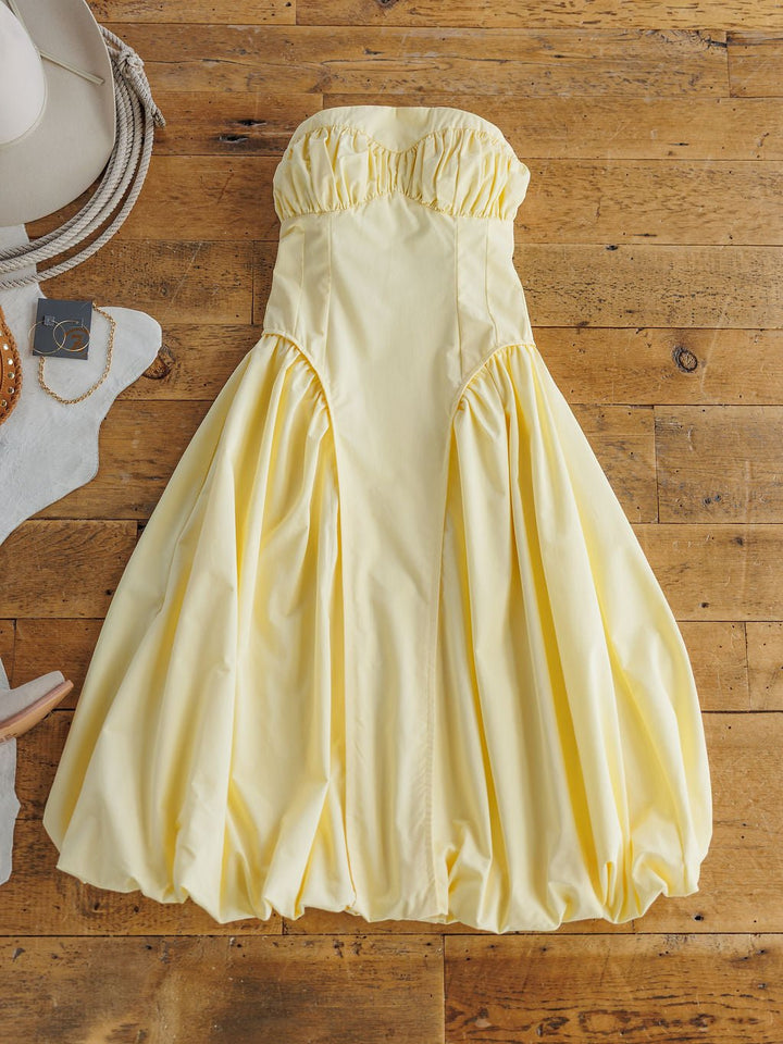 Selah Butter Yellow Bubble Hem Dress