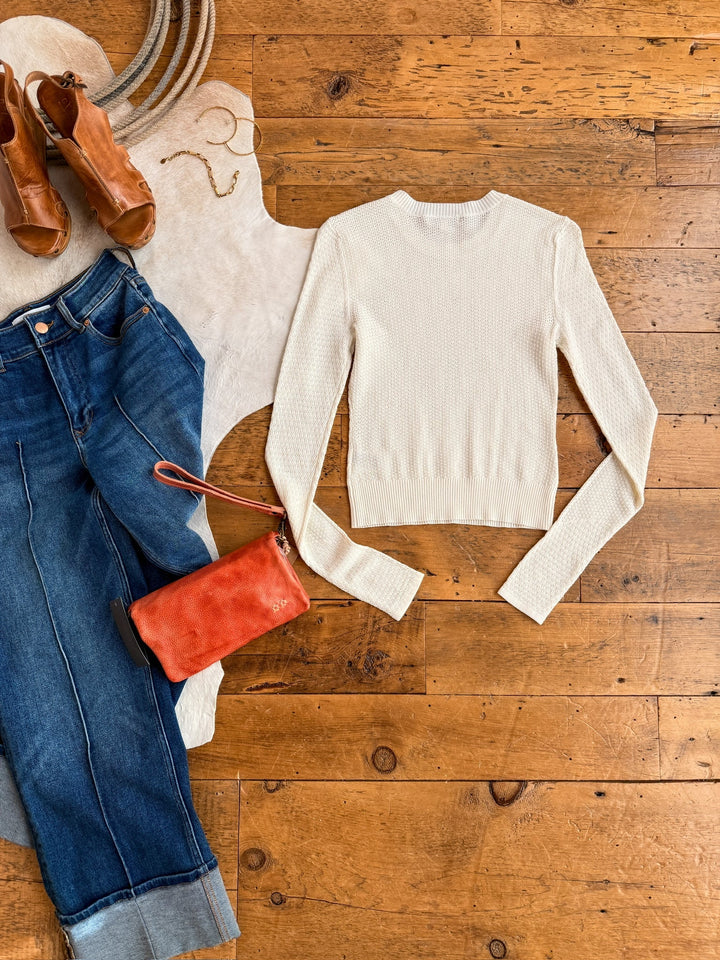 Selma Cream Woven Knit Top