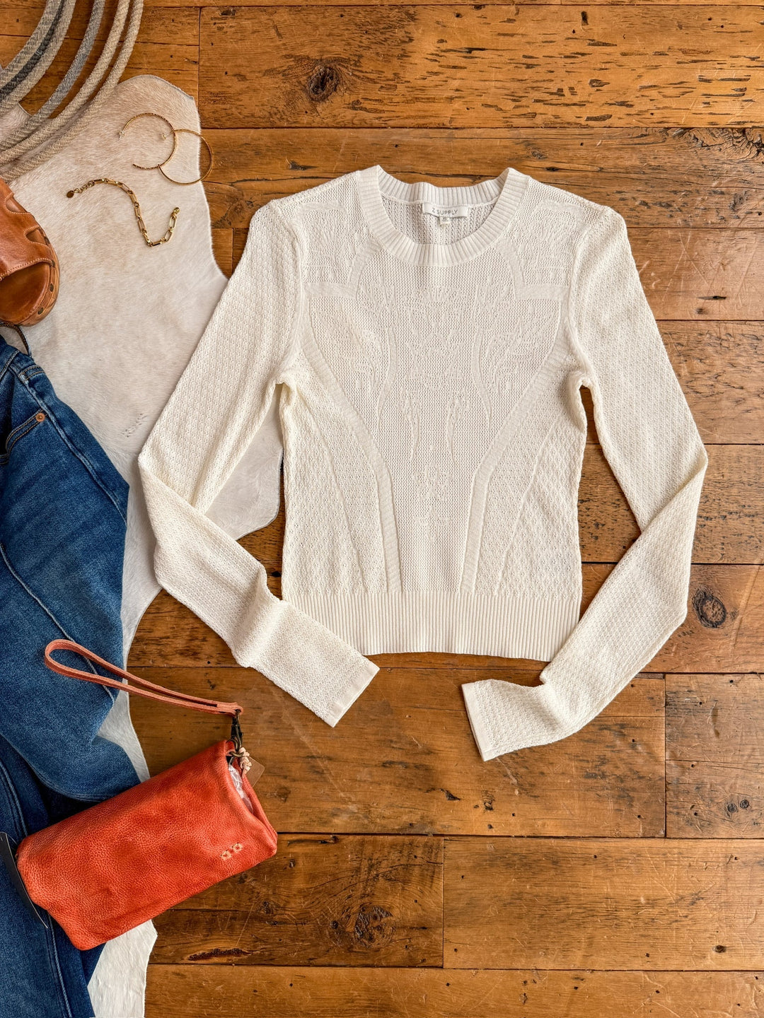 Selma Cream Woven Knit Top