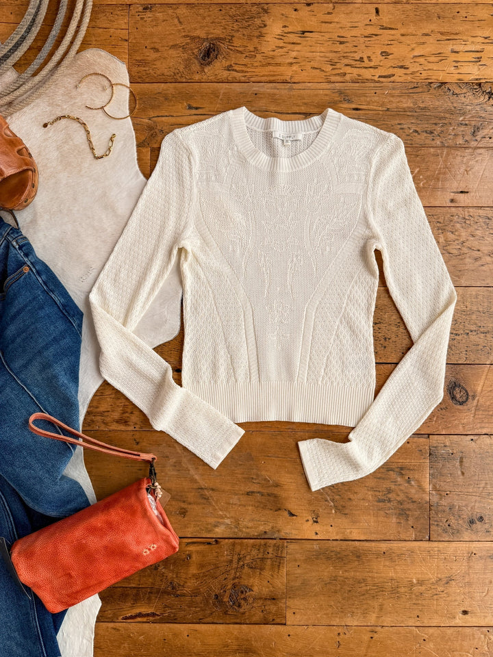 Selma Cream Woven Knit Top