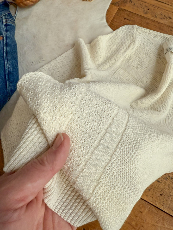 Selma Cream Woven Knit Top