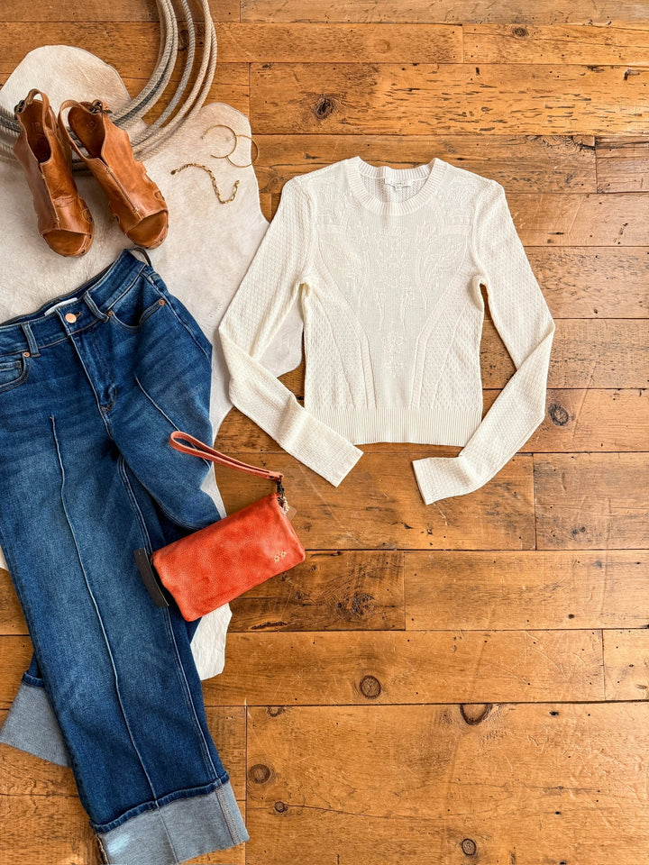 Selma Cream Woven Knit Top