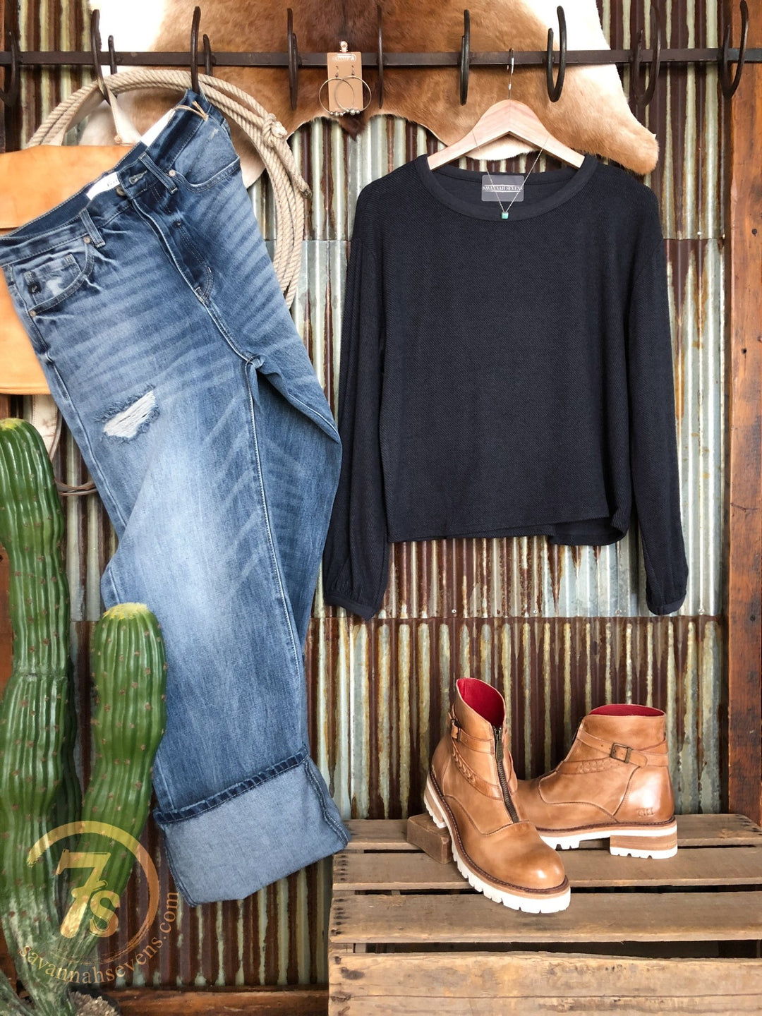 Silas Navy Fleece Top