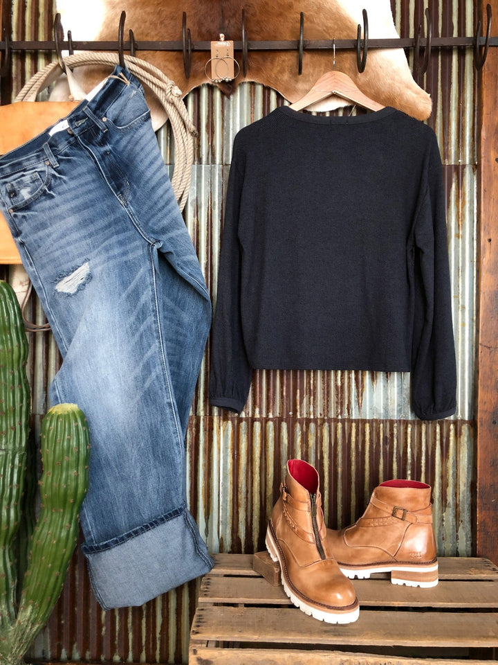 Silas Navy Fleece Top