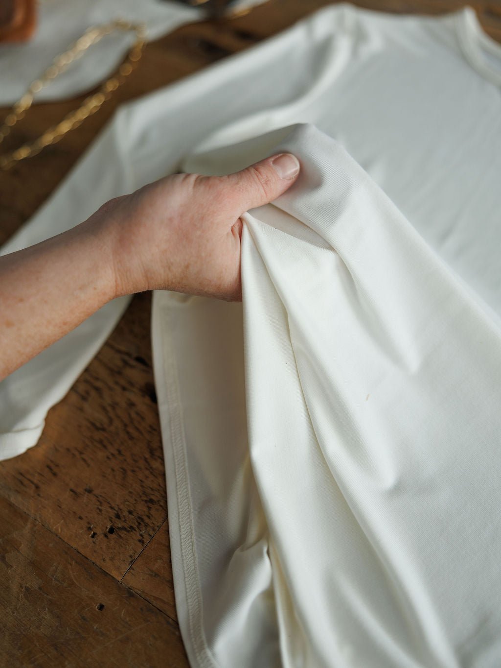 Stilwell Off-White Soft Stretch Long Sleeve Top