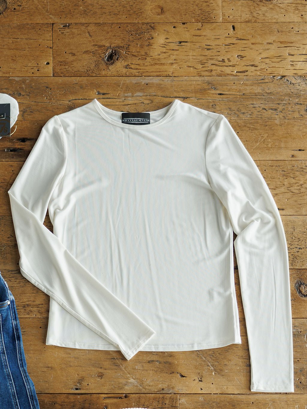 Stilwell Off-White Soft Stretch Long Sleeve Top