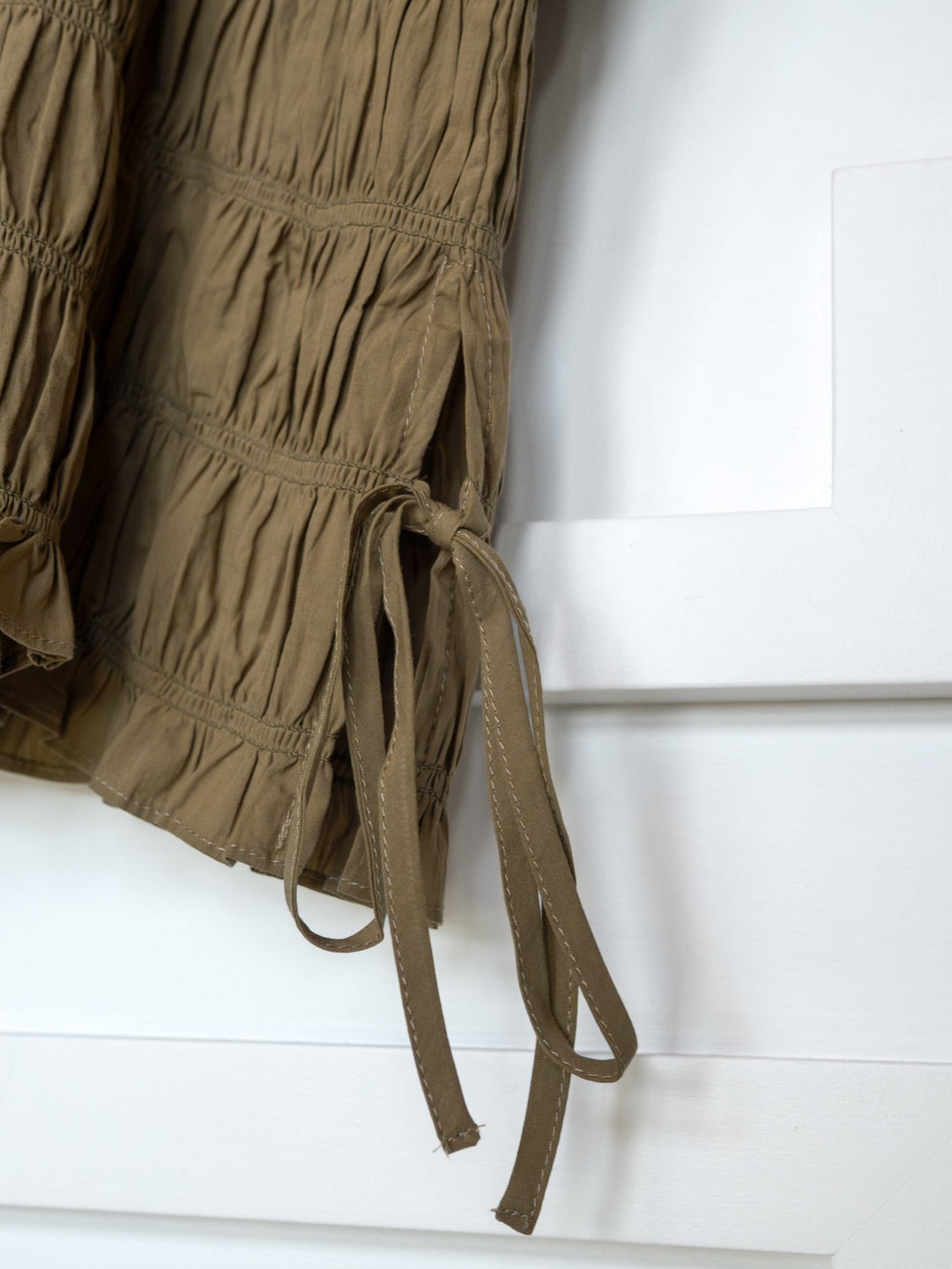 Talmo Olive Shirred Top
