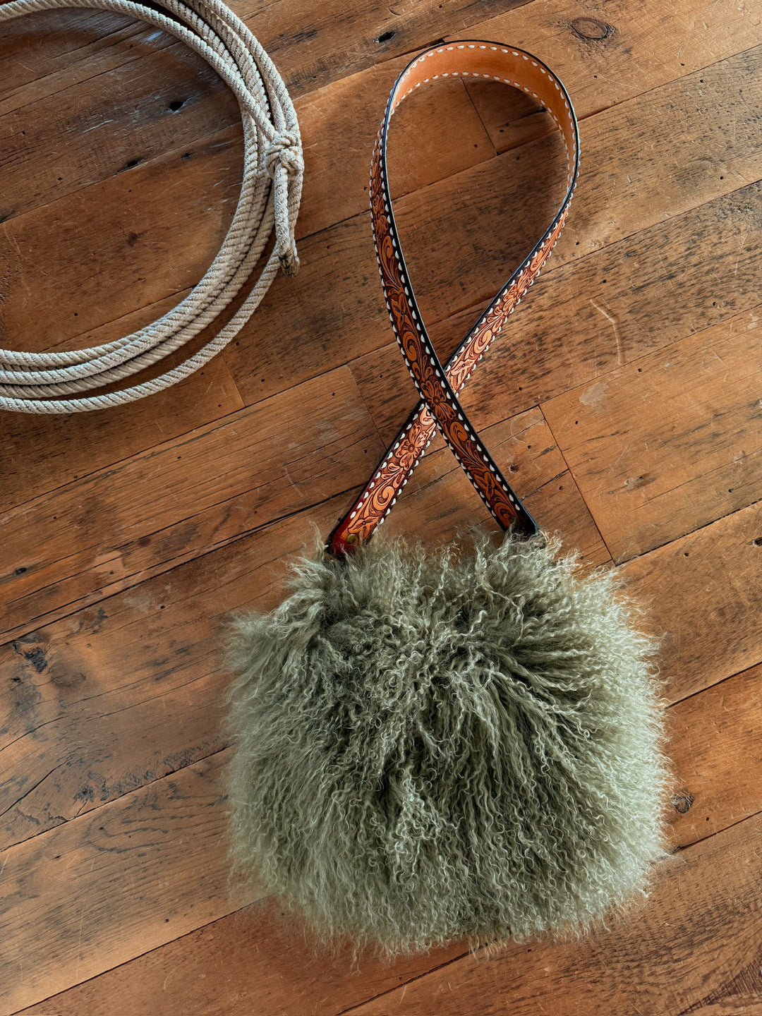 Temecula Sage Tibetan Lamb Muff Bag