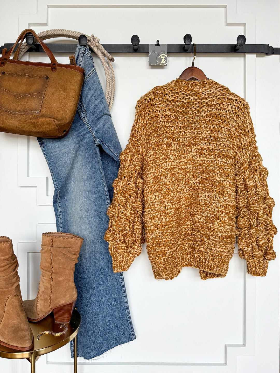 Bronte Caramel Crochet Cardigan