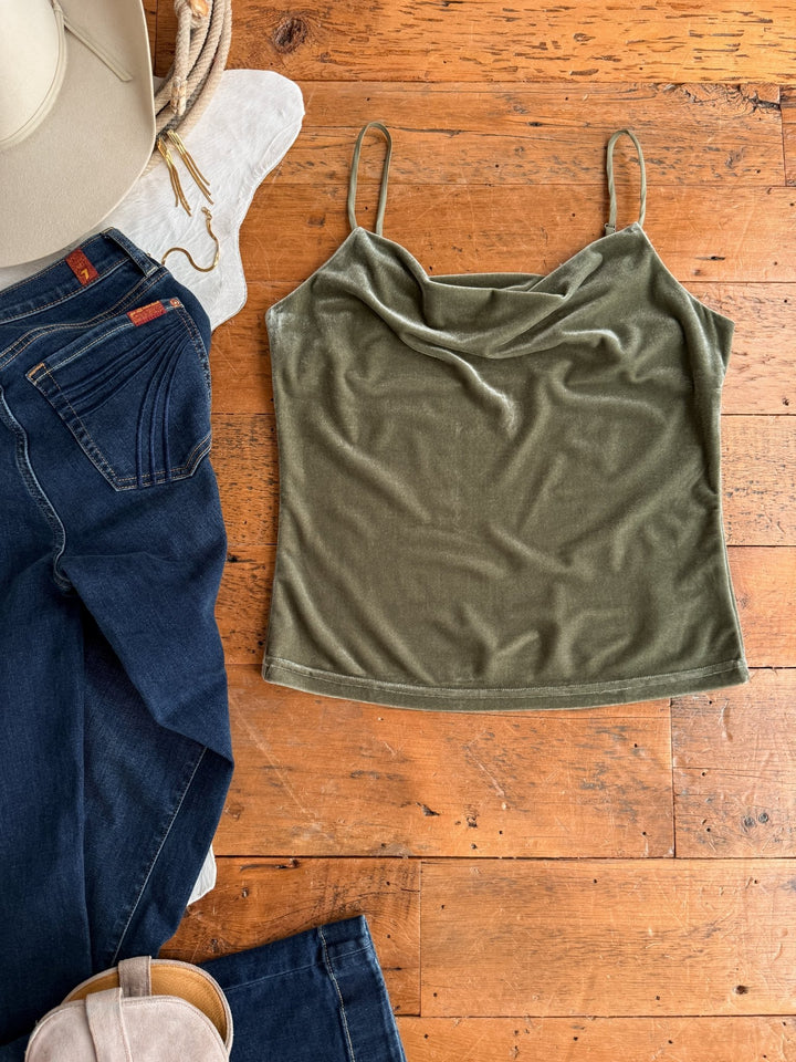 Caroga Sage Velvet Sleeveless Top