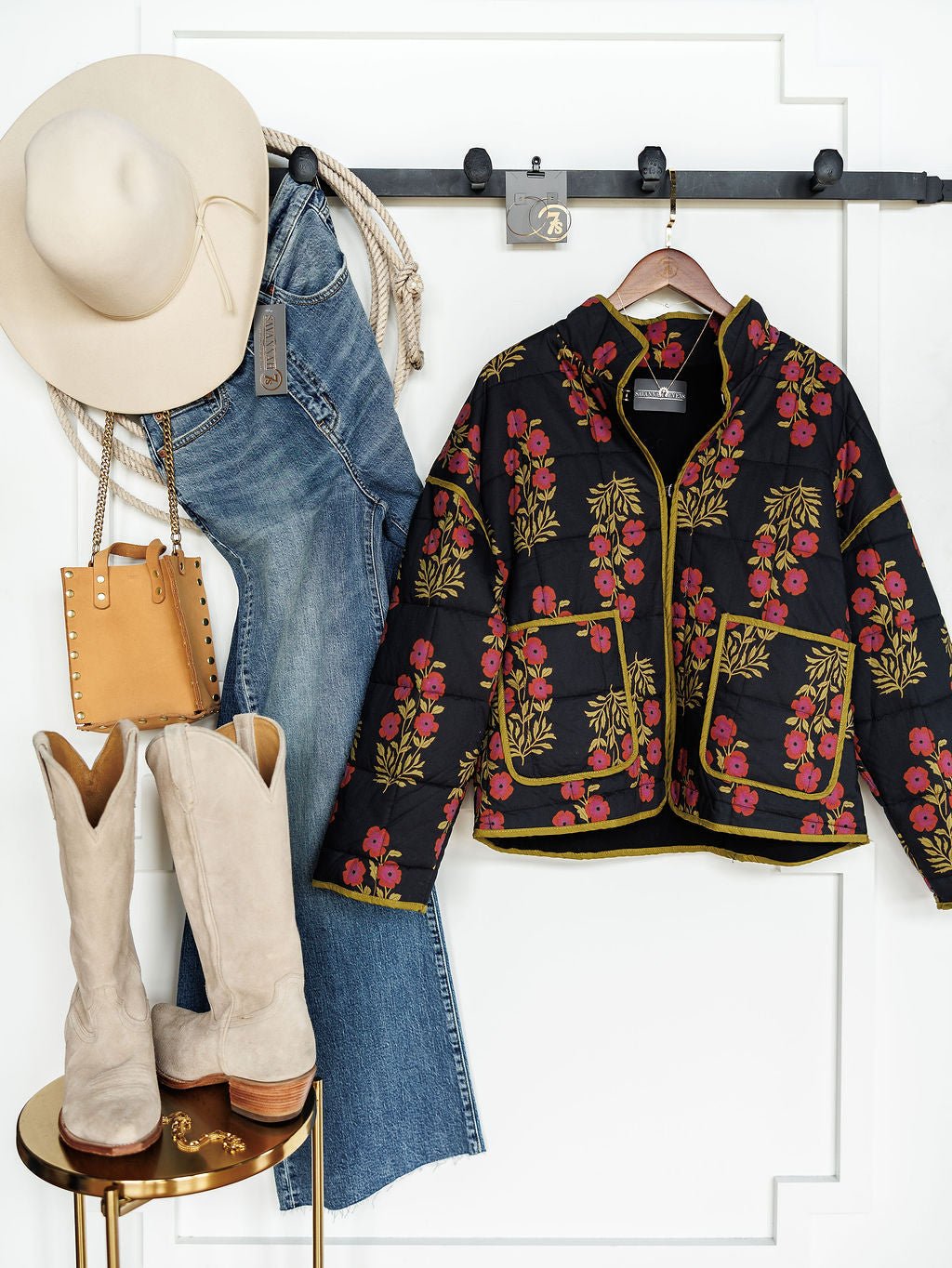 Challis Black Floral Quilted Jacket