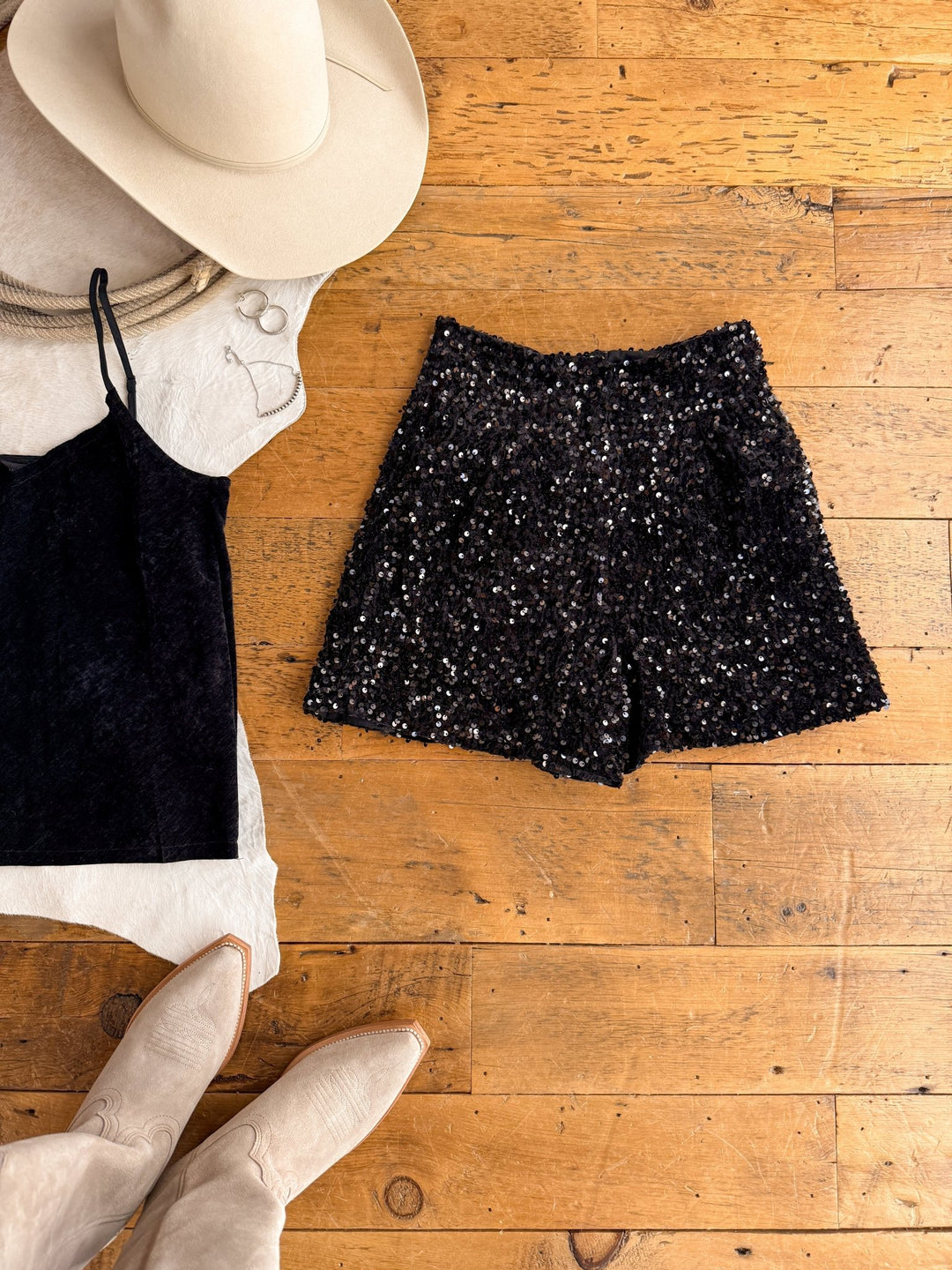 Corsica Velvet Sequin Shorts