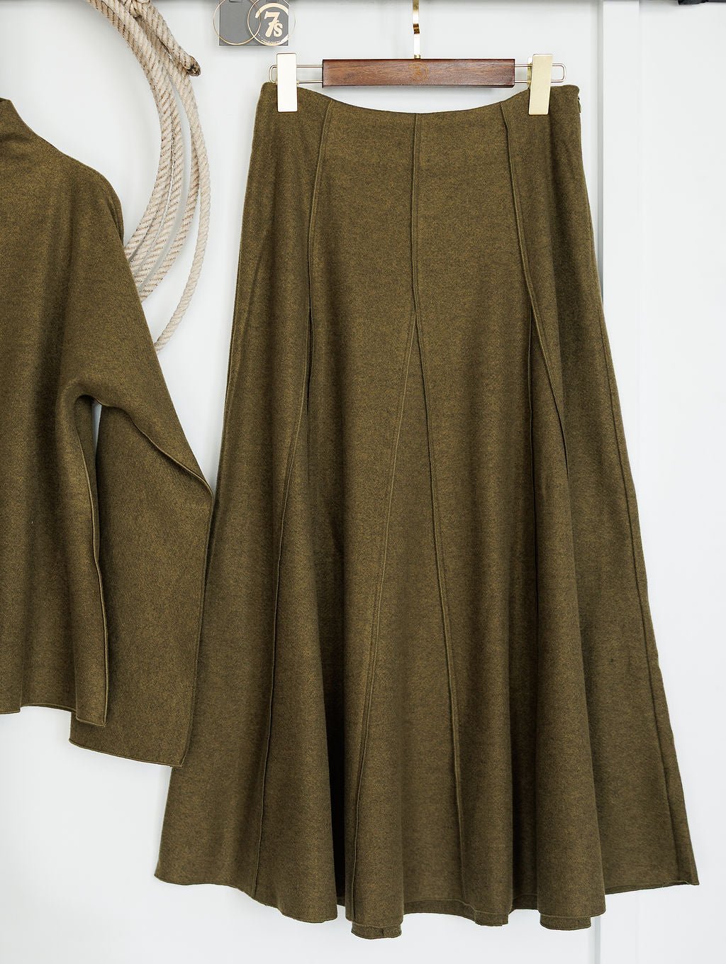 Crescent City Olive Fleece Skirt