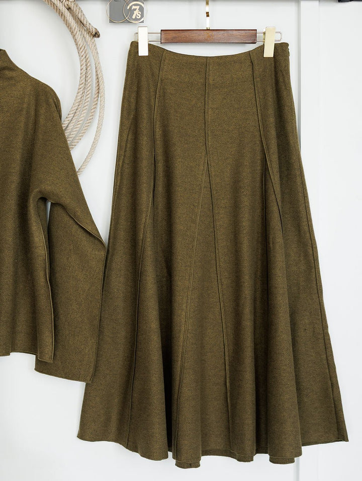 Crescent City Olive Fleece Skirt