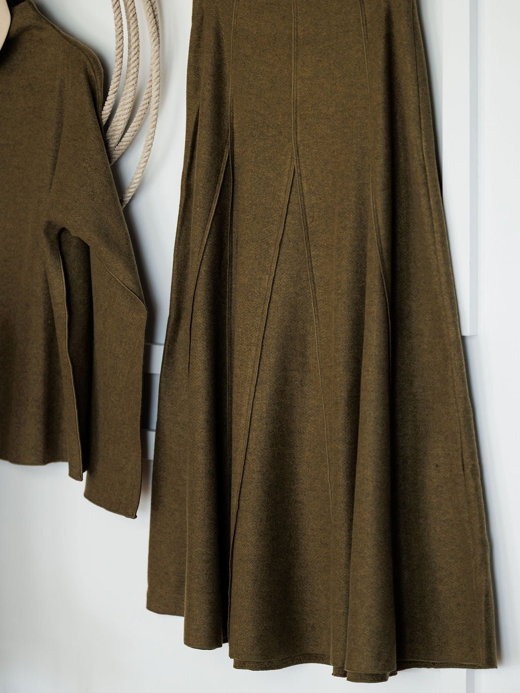 Crescent City Olive Fleece Skirt