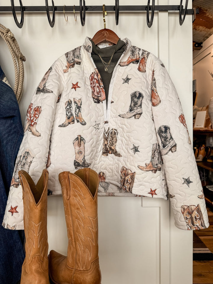 Fort Worth White Boot Quilted Jacket