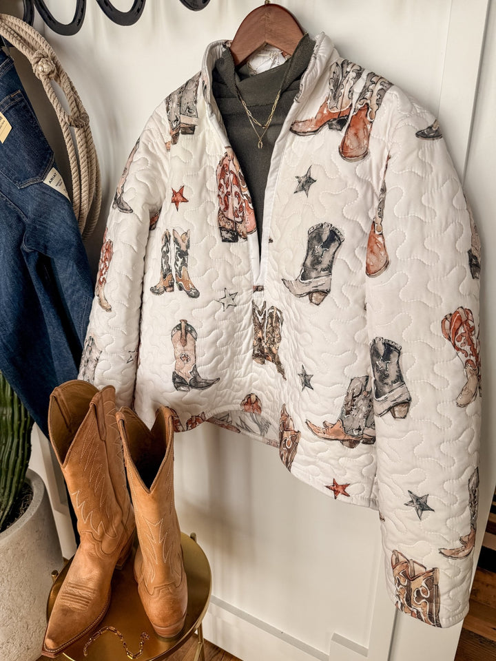 Fort Worth White Boot Quilted Jacket