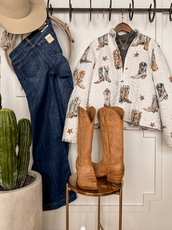 Fort Worth White Boot Quilted Jacket