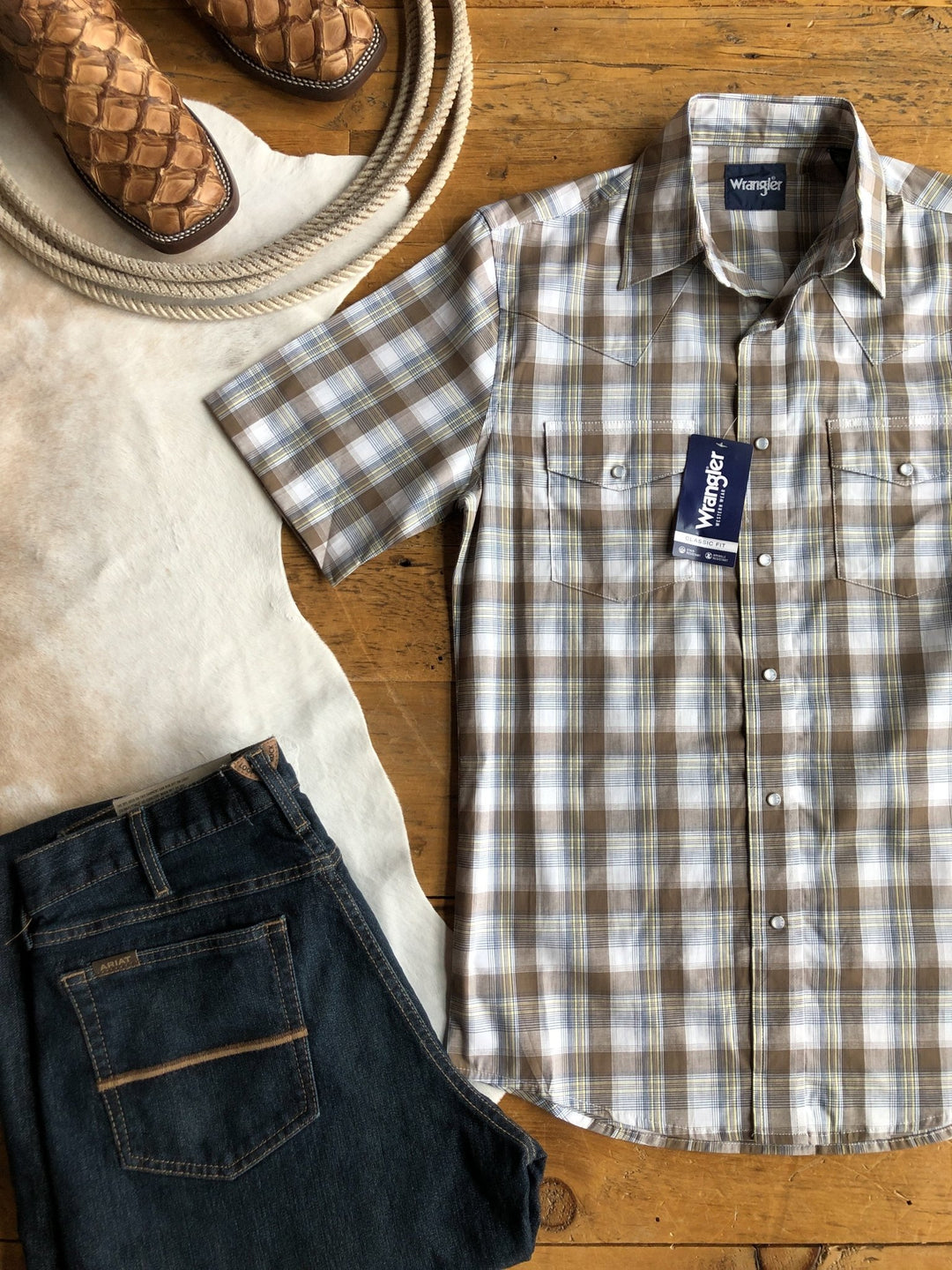 Glenville Wrangler Men's Plaid Pearl Snap