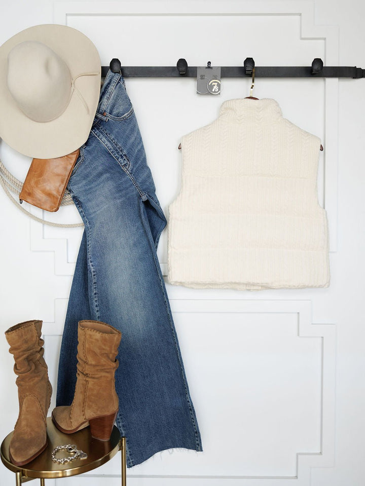 Hagan Cream Knit Puffer Vest