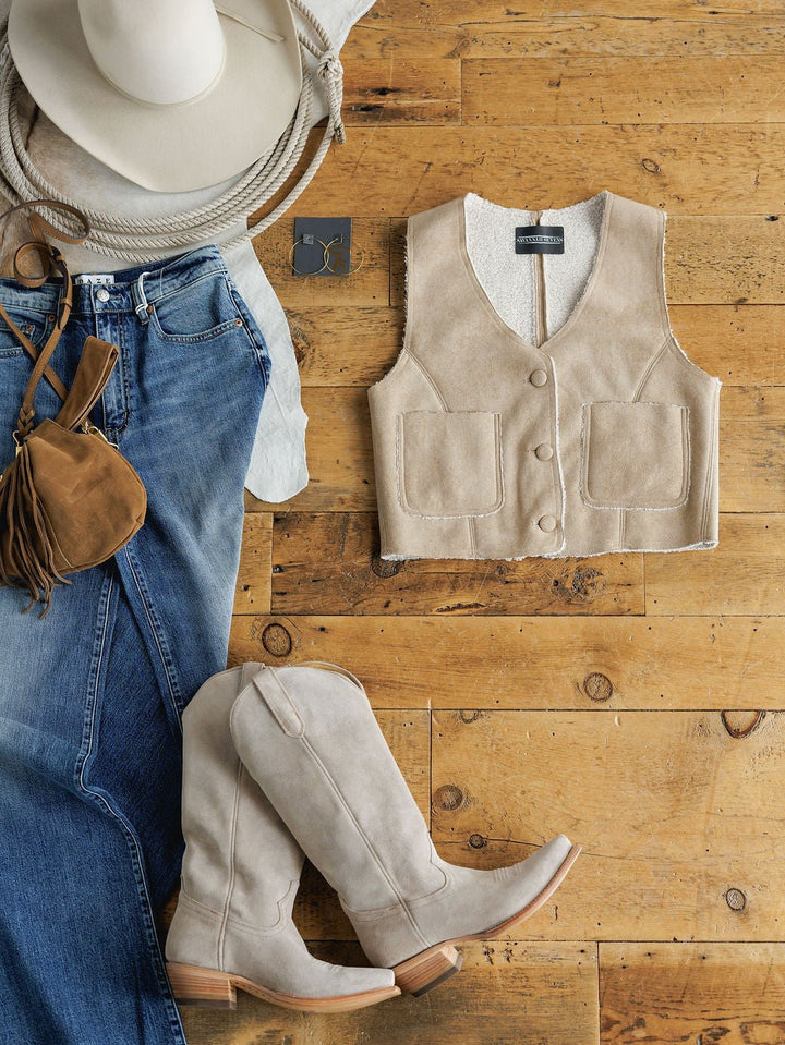 Harrah Suede Button Up Vest