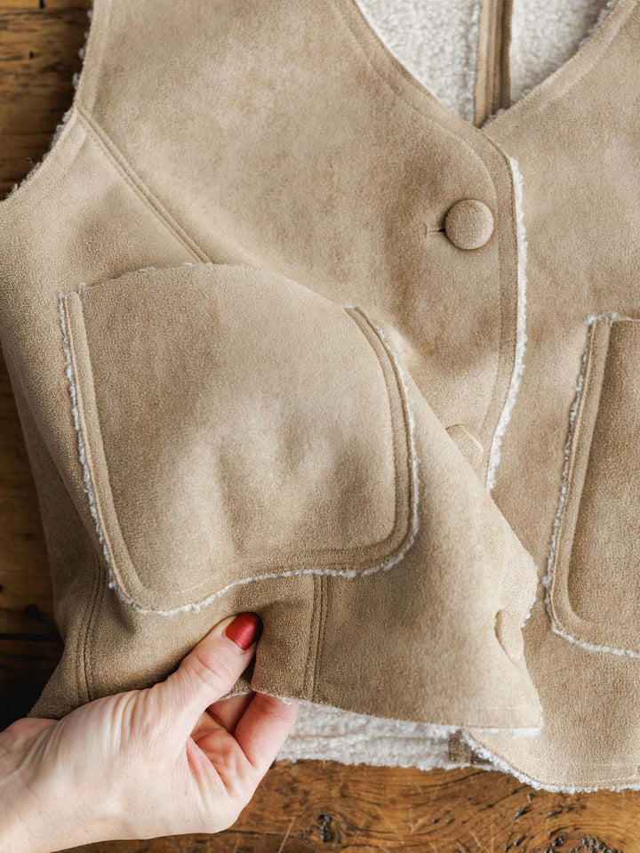 Harrah Suede Button Up Vest