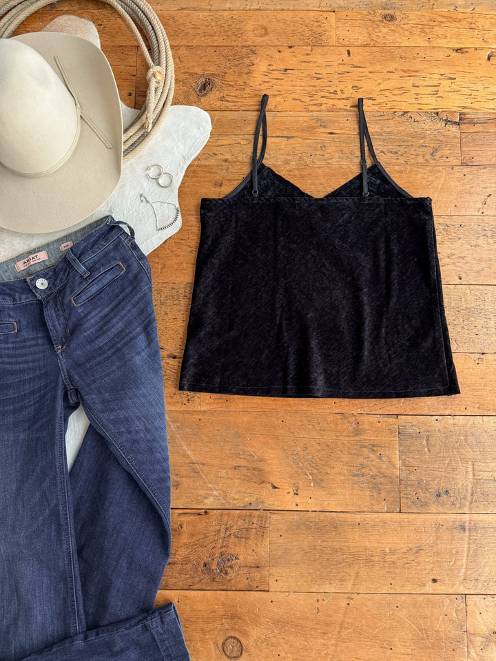 Hollis Black Velvet Sleeveless Top