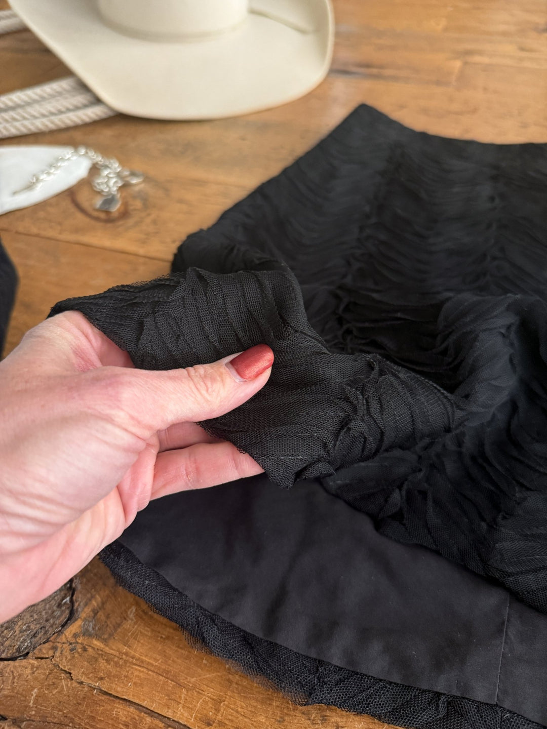 Murdo Black Textured Skirt