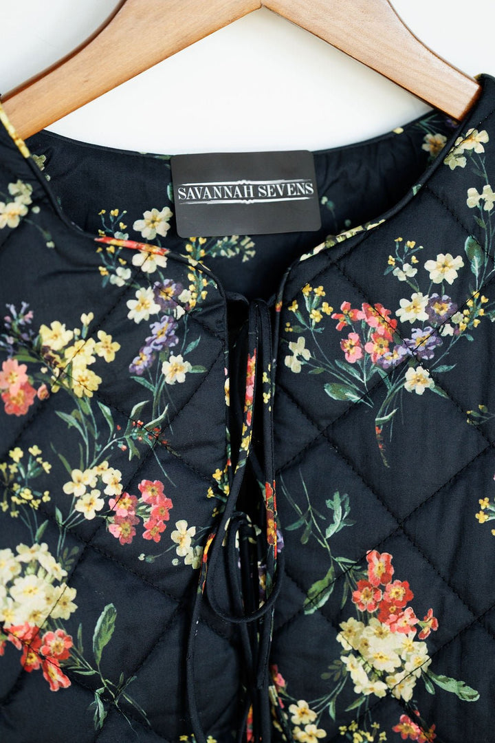 Murrieta Floral Front Tie Quilted Jacket