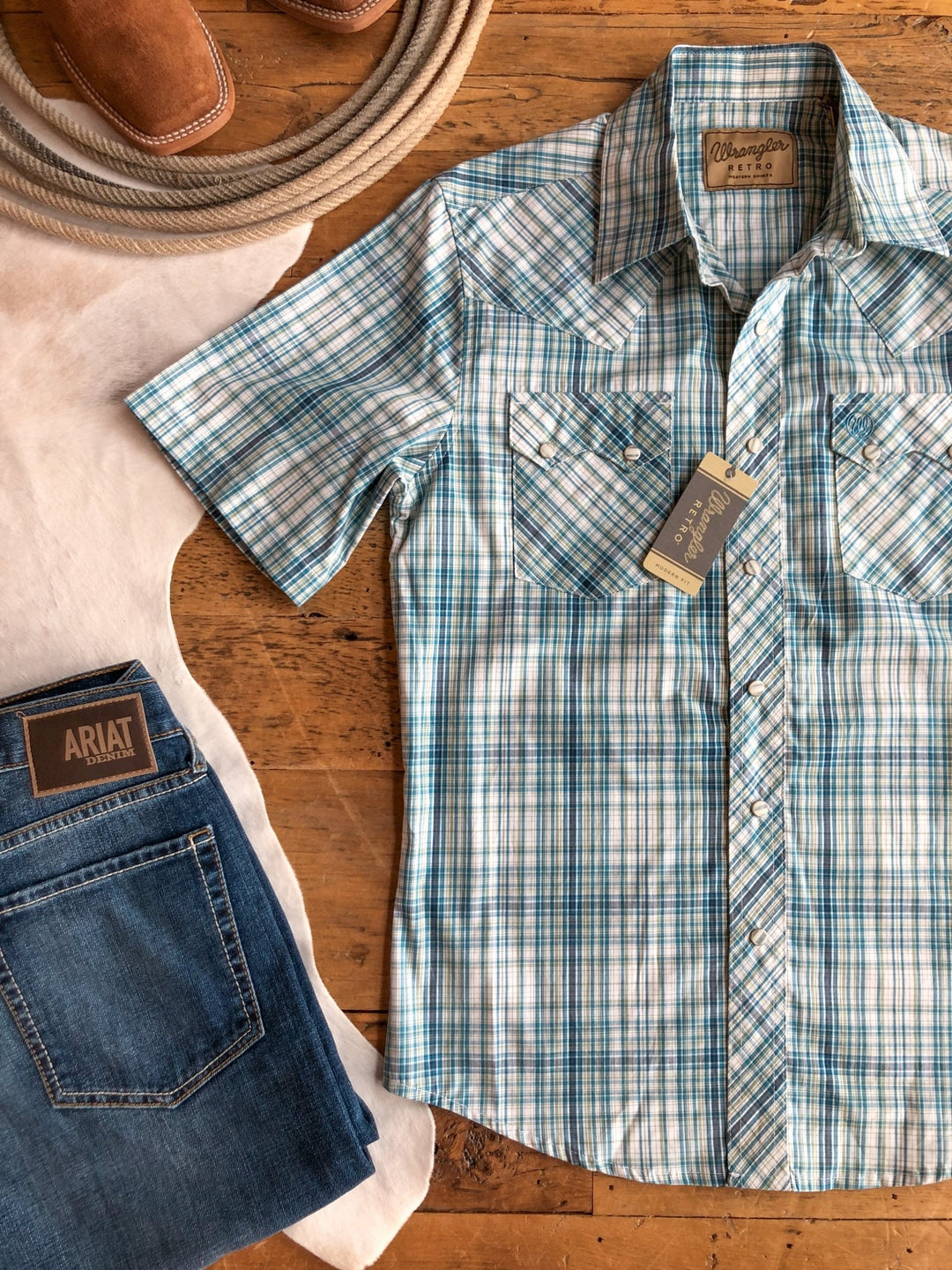 Newton Wrangler Men's Plaid Pearl Snap