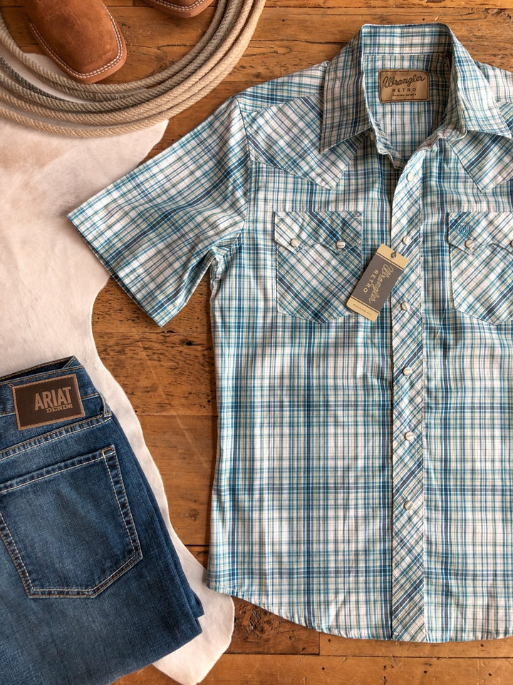 Newton Wrangler Men's Plaid Pearl Snap