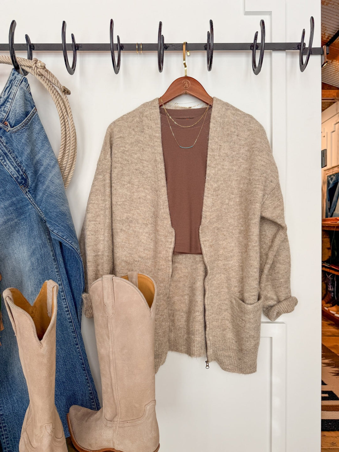 Oak Point Oatmeal Zip Up Cardigan