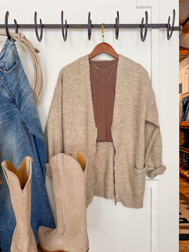 Oak Point Oatmeal Zip Up Cardigan