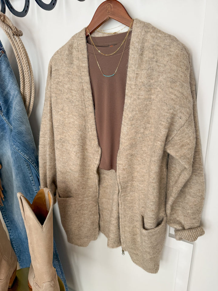 Oak Point Oatmeal Zip Up Cardigan