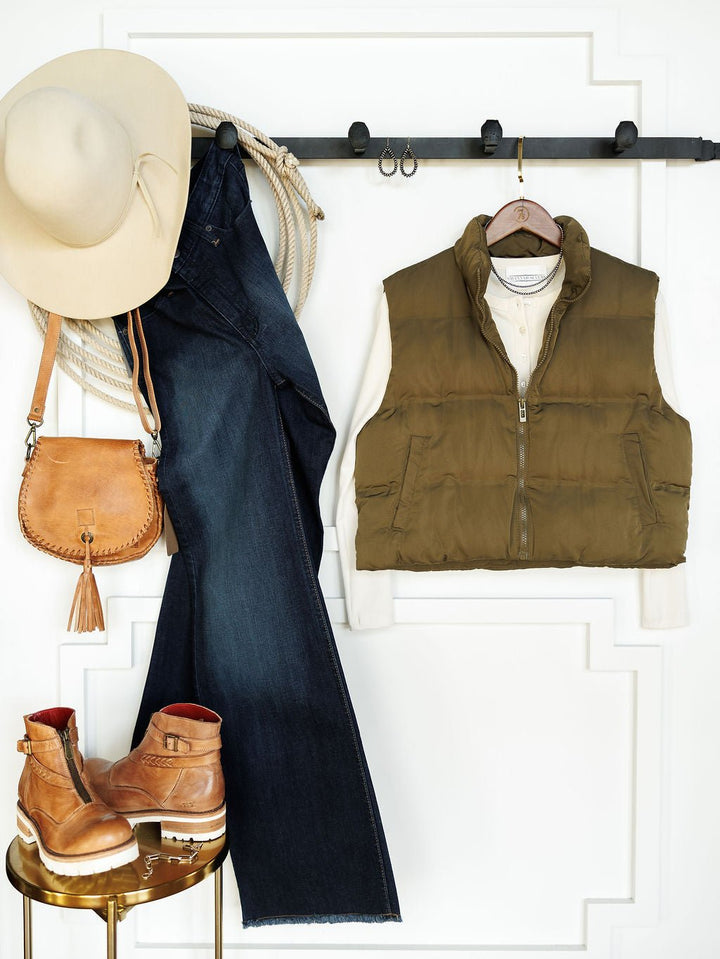 Ottawa Olive Cropped Puffer Vest