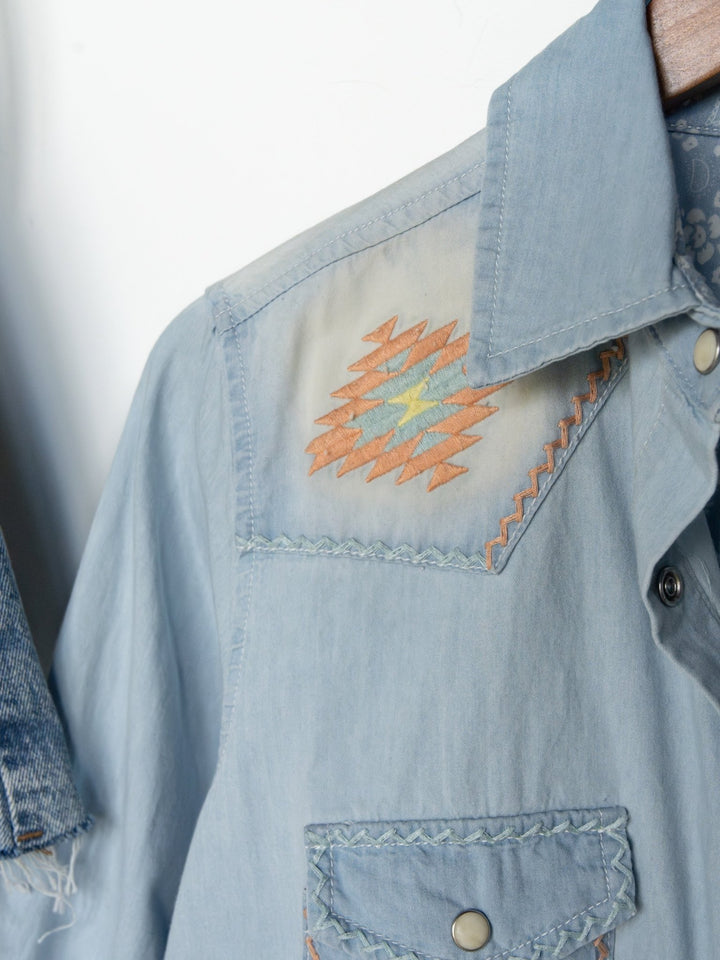 Palmetto Denim Pearl Snap Top