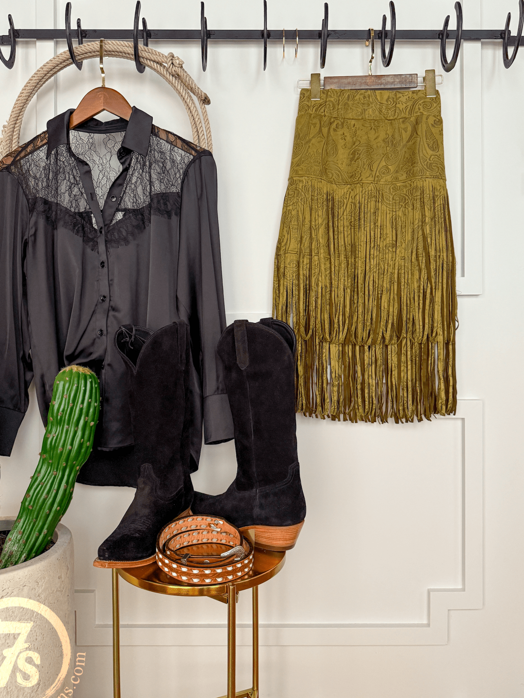 Riata Chartreuse Fringe Skirt