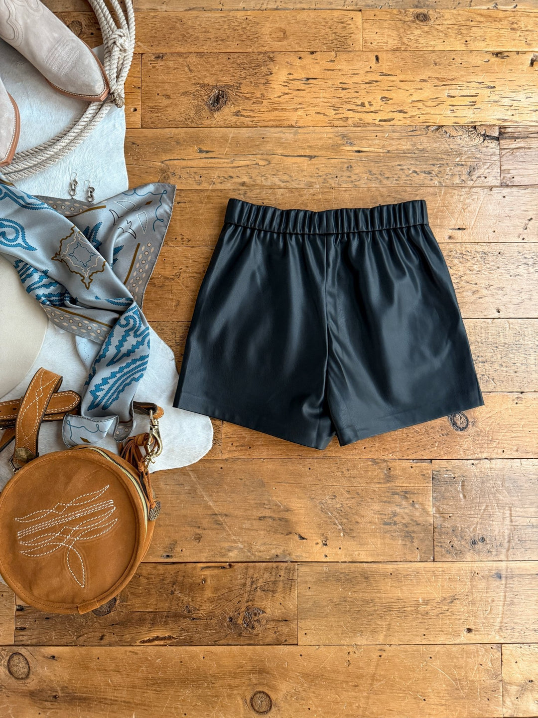 Rome Black Faux Leather Shorts